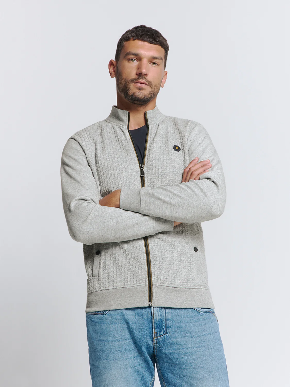 Full Zip Sweater | Grey Melange – Image 2