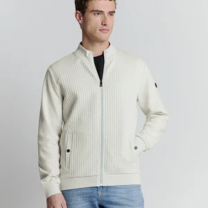 Pull jacquard à fermeture éclair intégrale | Chalk