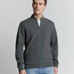 Pull jacquard à fermeture éclair intégrale | Dark Steel