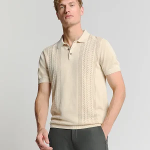 Polo manches courtes en jacquard | Sand
