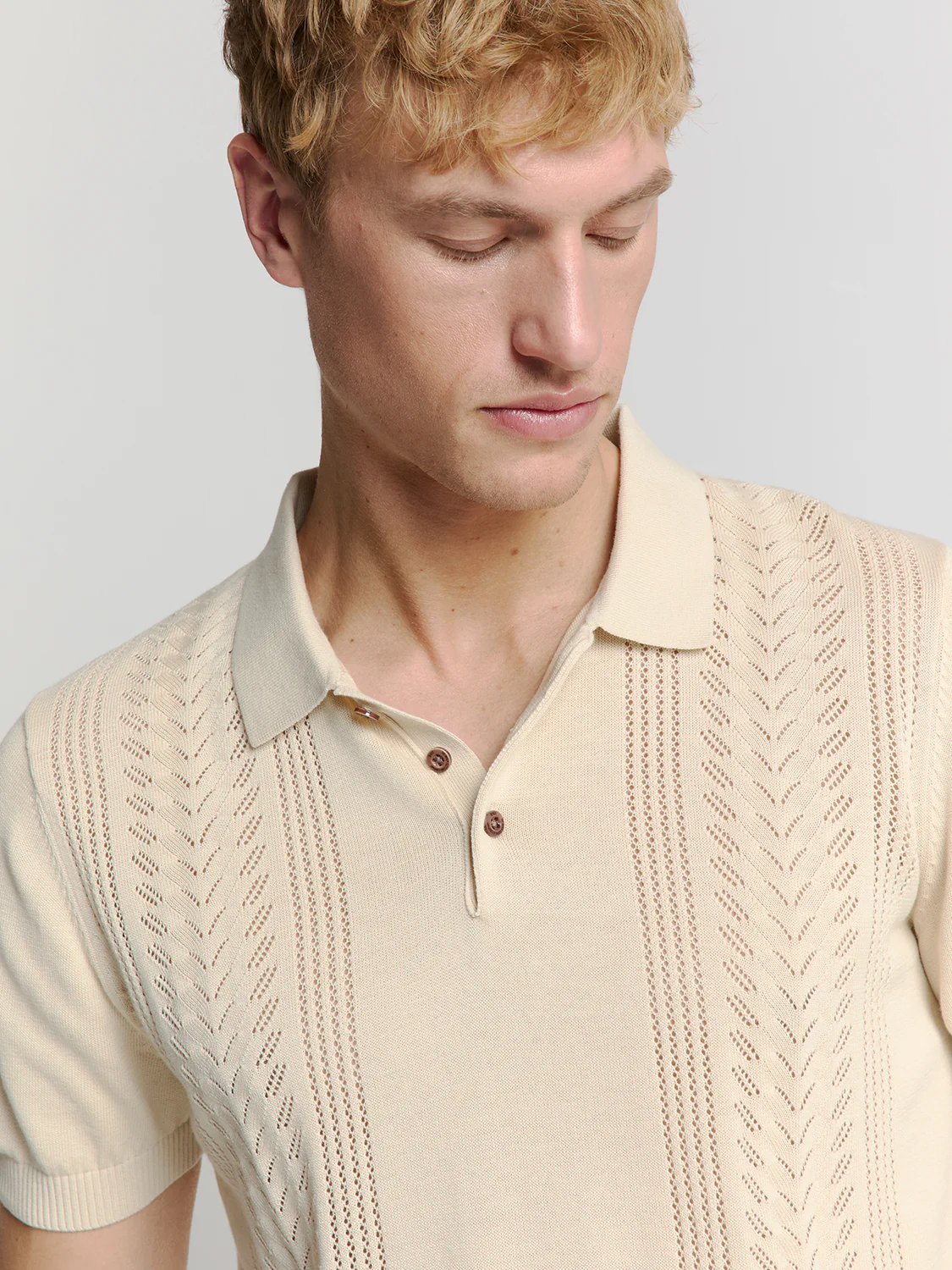 Polo manches courtes en jacquard | Sand – Image 5