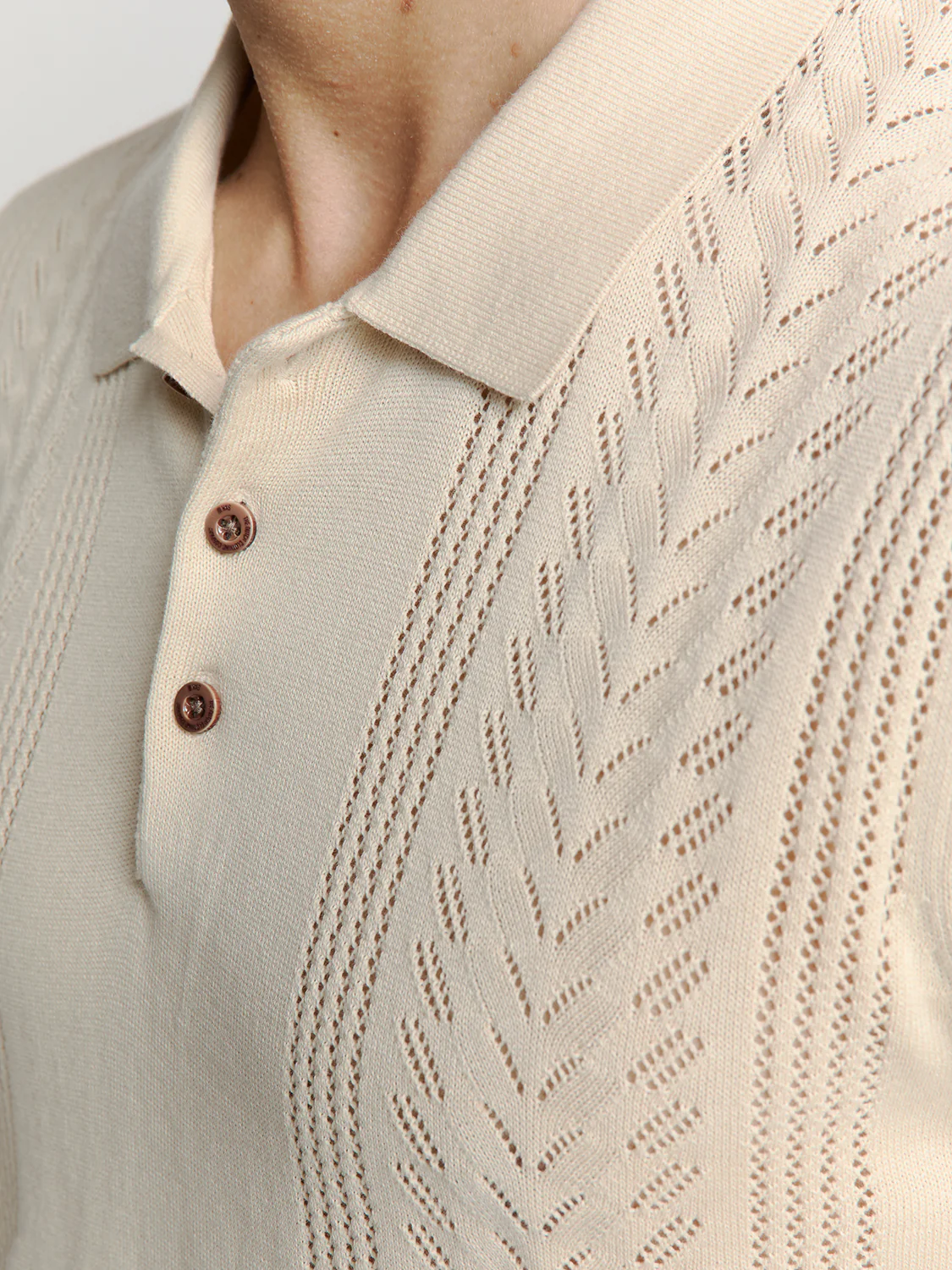 Polo manches courtes en jacquard | Sand – Image 8