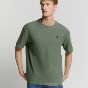 T-shirt à col rond en jacquard | Dark Steel