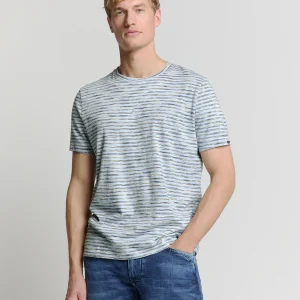 T-shirt à col rond rayé | Sky