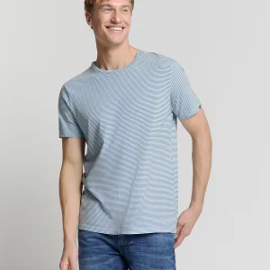 T-shirt à col rond rayé | Sky