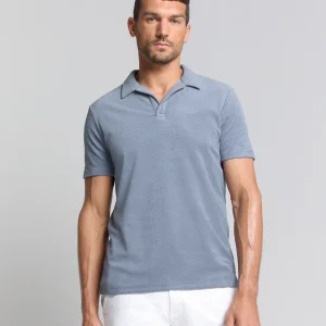 Polo en maille éponge | Washed Blue