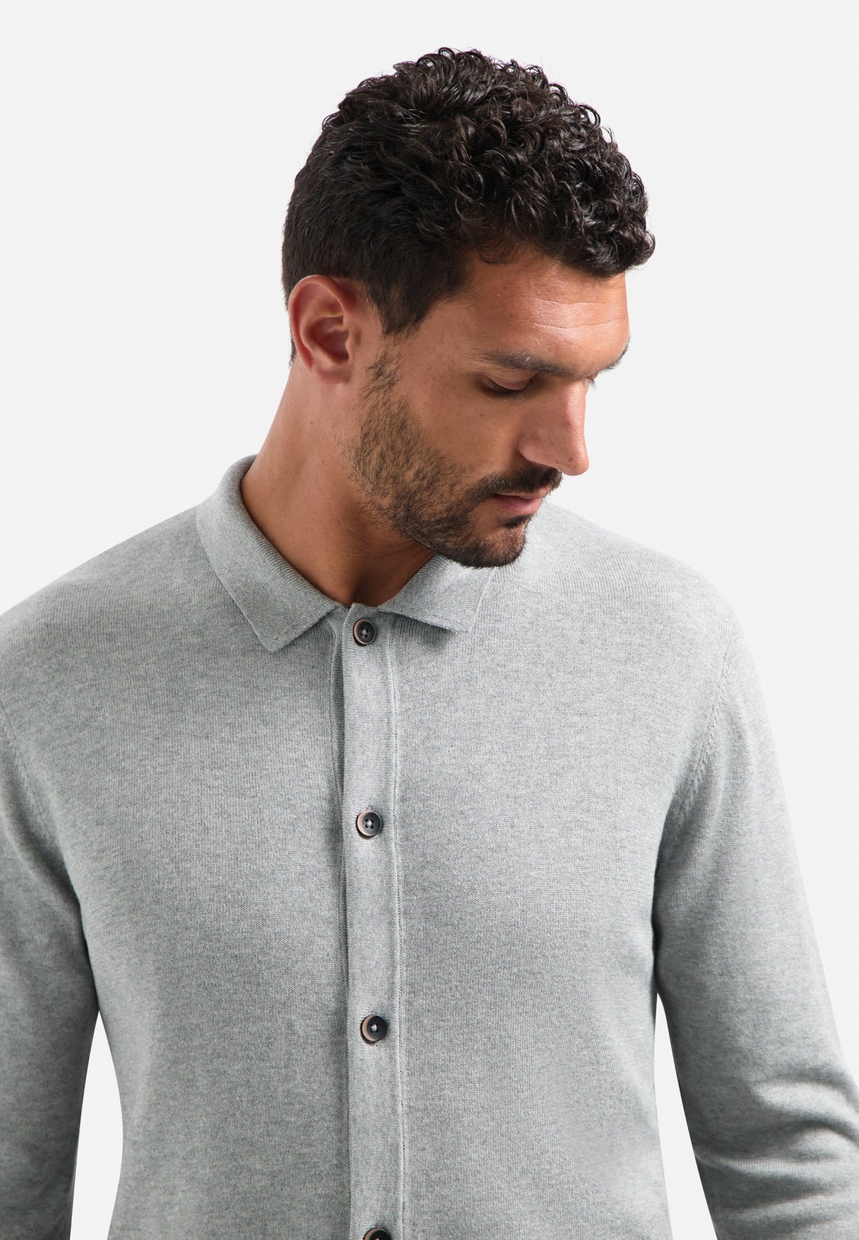 Cardigan boutonné | Grey Melange – Image 5