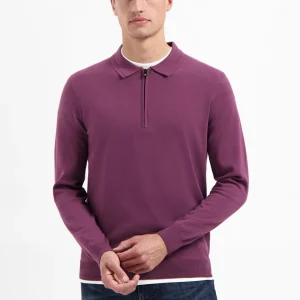 Pull polo demi-zip | Dark Wine