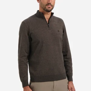 Pull demi-zip mélangé | Taupe