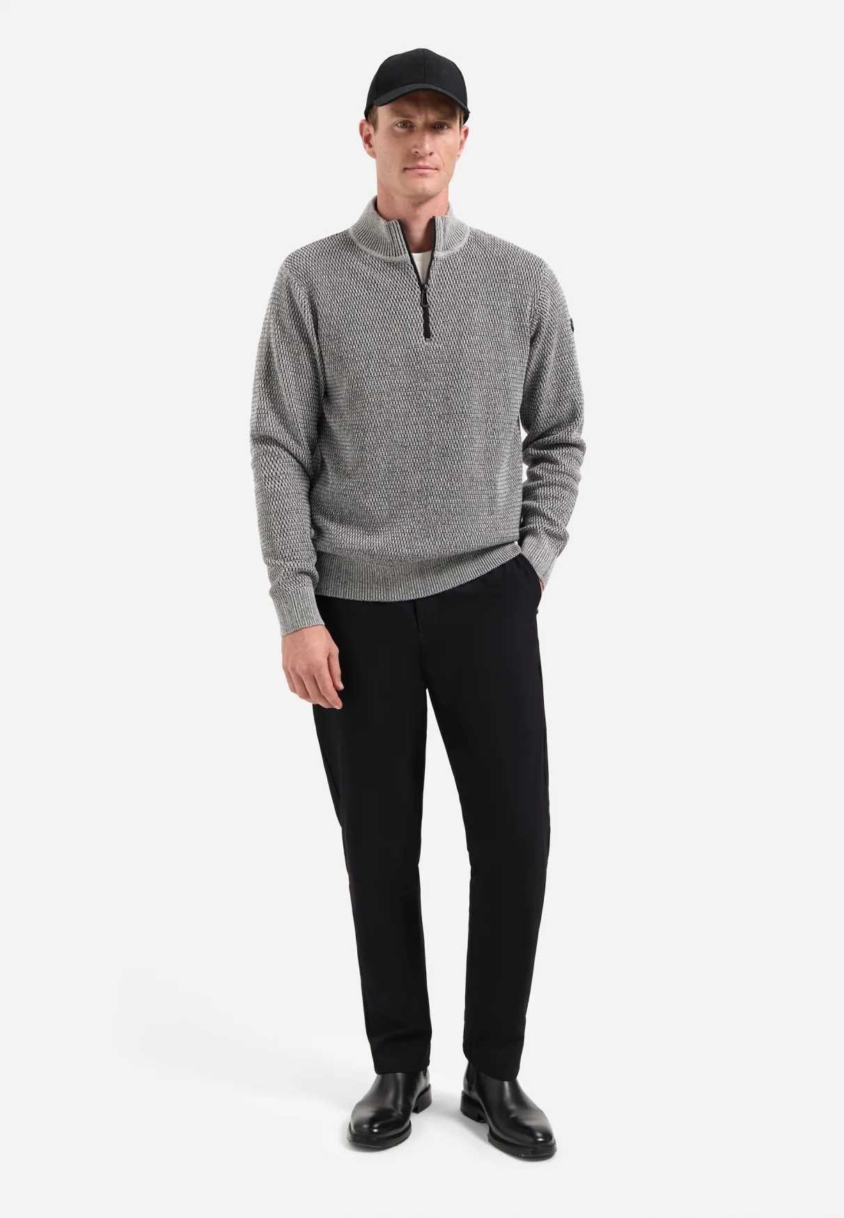 Pull zippé chiné | Grey Melange – Image 4