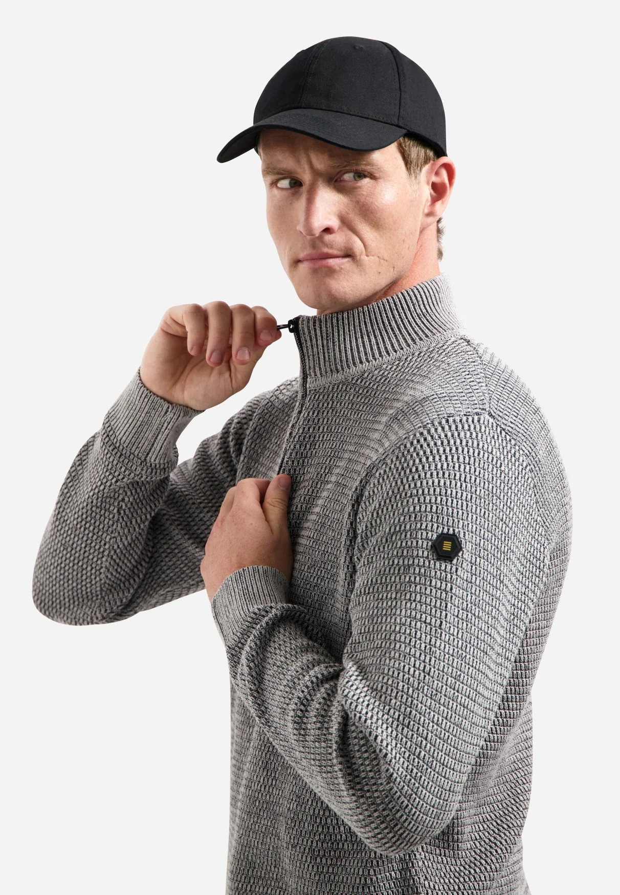 Pull zippé chiné | Grey Melange – Image 5