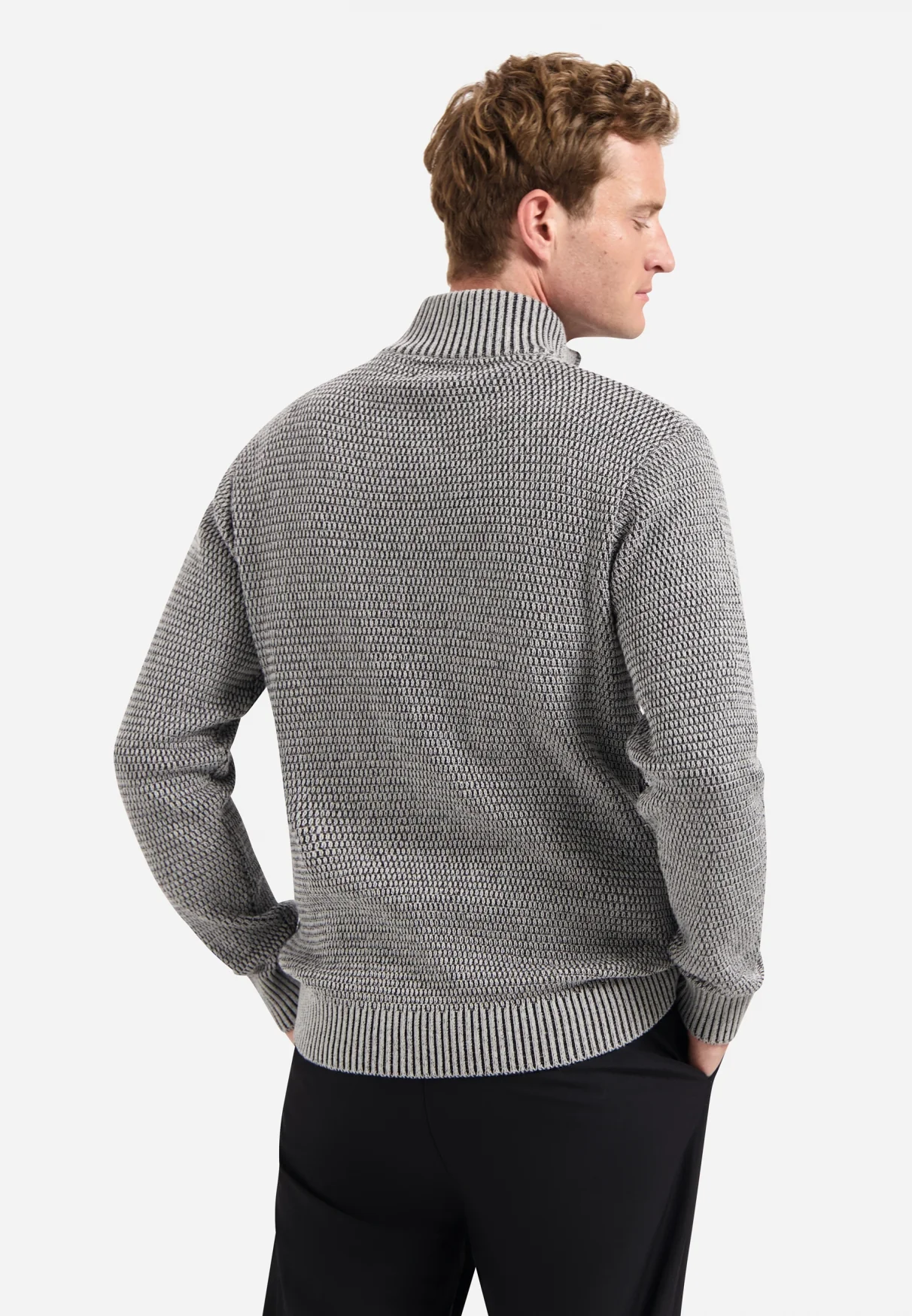 Gilet en grosse maille chinée | Grey Melange – Image 3