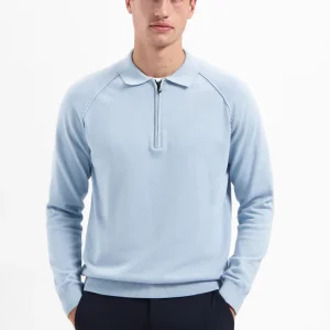 Pull polo zippé | Dusty Blue
