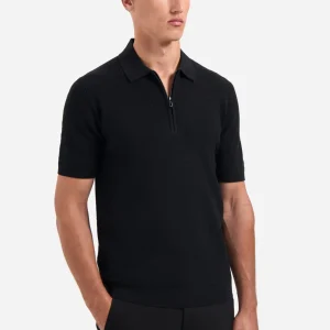 Polo zippé en maille | Black