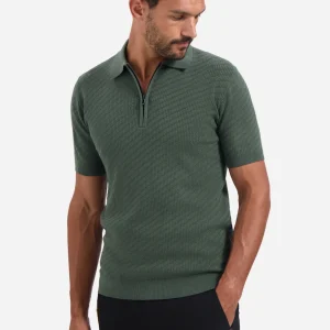 Polo zippé en maille | Dark Green