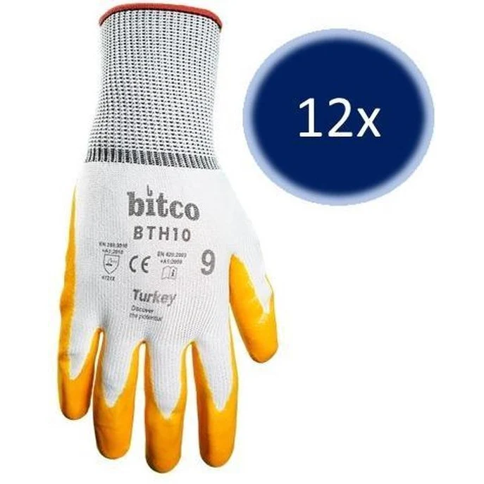 NISANS BTH10 Anti Slip Work Gloves Men 12 Pairs - Nitrile Coated