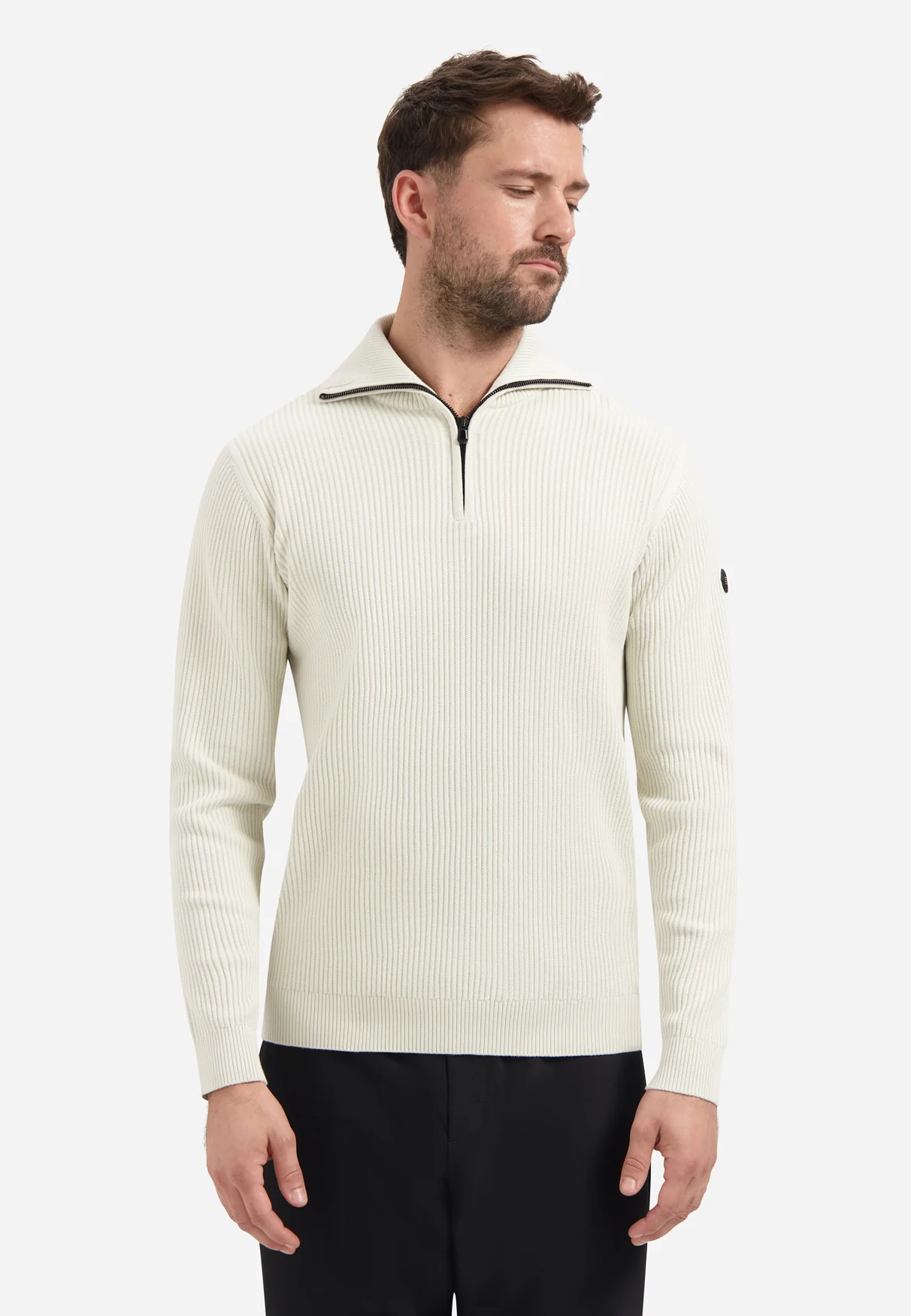 Pull à col montant zippé | Chalk