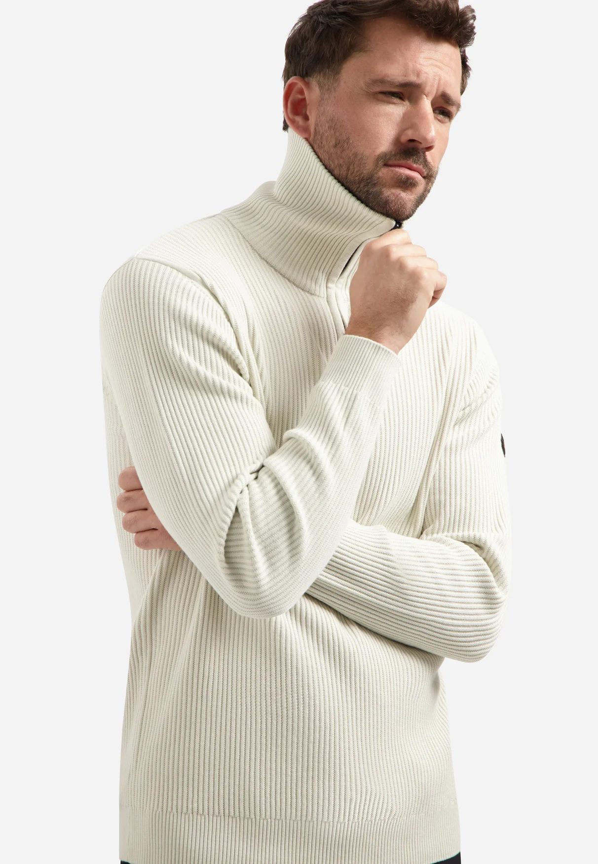 Pull à col montant zippé | Chalk – Image 5