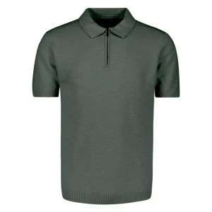 Knitted polo shirt with zip | Dark Steel