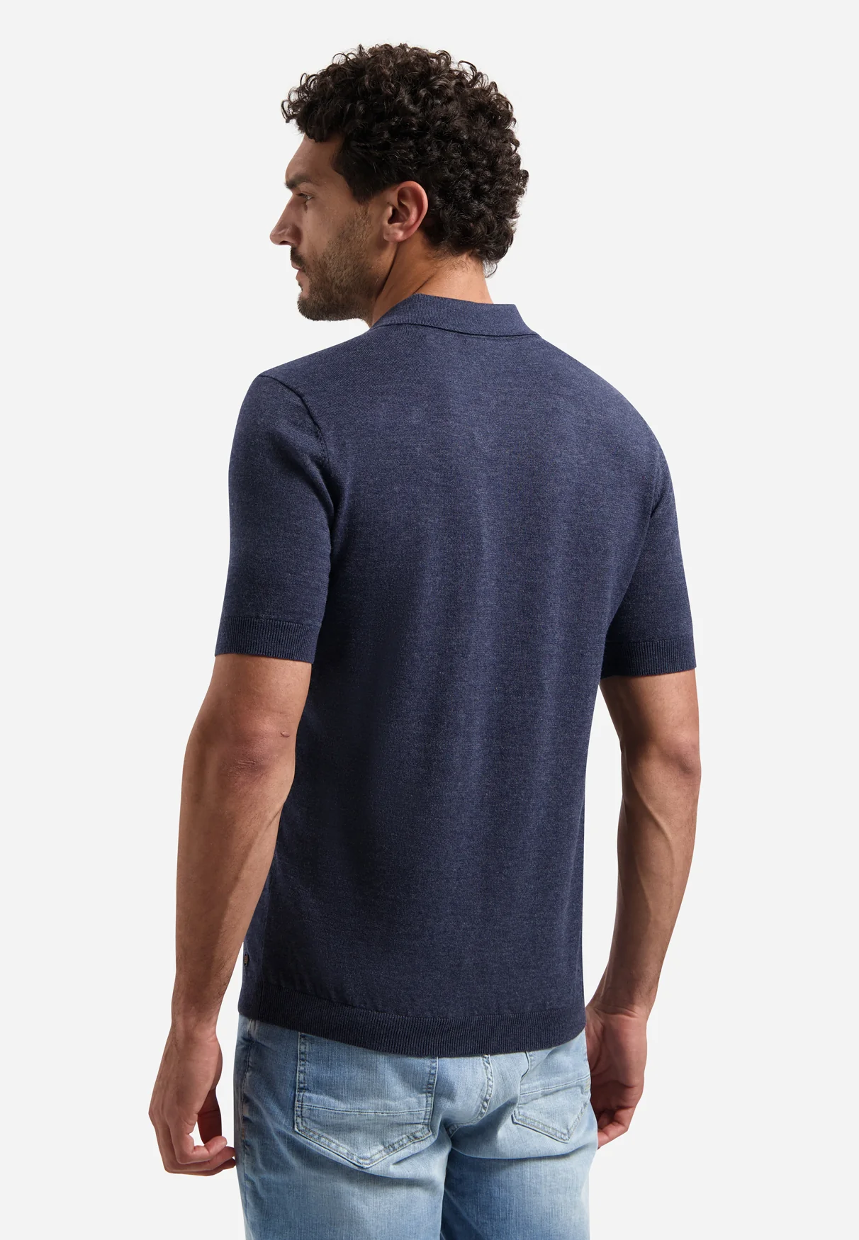 Knitted polo shirt | Night – Image 3