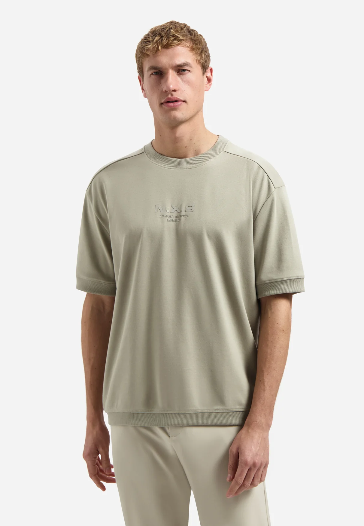 Interlock sweat T-shirt | Taupe – Image 2