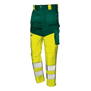 SIR SAFETY GREEN COLOR High Vis Work Trousers Men - Reflective Strips