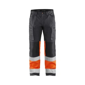 BLAKLADER 15511811 | Hi Vis Trousers with Stretch Hi Vis Reflective Work Trousers Men - 65% Polyester
