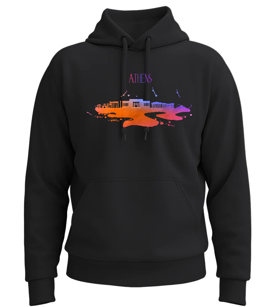 Athens Watercolor City Skyline Design - Premium Essential Unisex Hoodie – Image 6