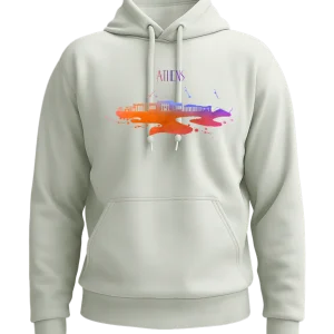 Athens Watercolor City Skyline Design - Premium Essential Unisex Hoodie