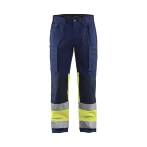 BLAKLADER 15511811 | Hi Vis Trousers with Stretch Hi Vis Reflective Work Trousers Men - 65% Polyester