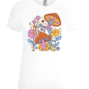 Mushrooms and Flowers Design - Comfort women's t-shirt