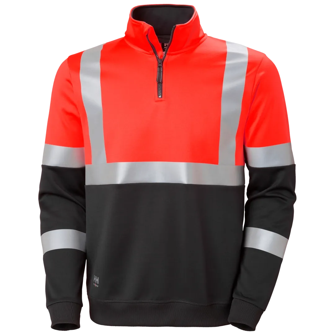 HELLY HANSEN ADDVIS HALF ZIP SWEATSHIRT CLASS 1 79257 Hi Vis Reflective Work Sweatshirt MEN - UPF