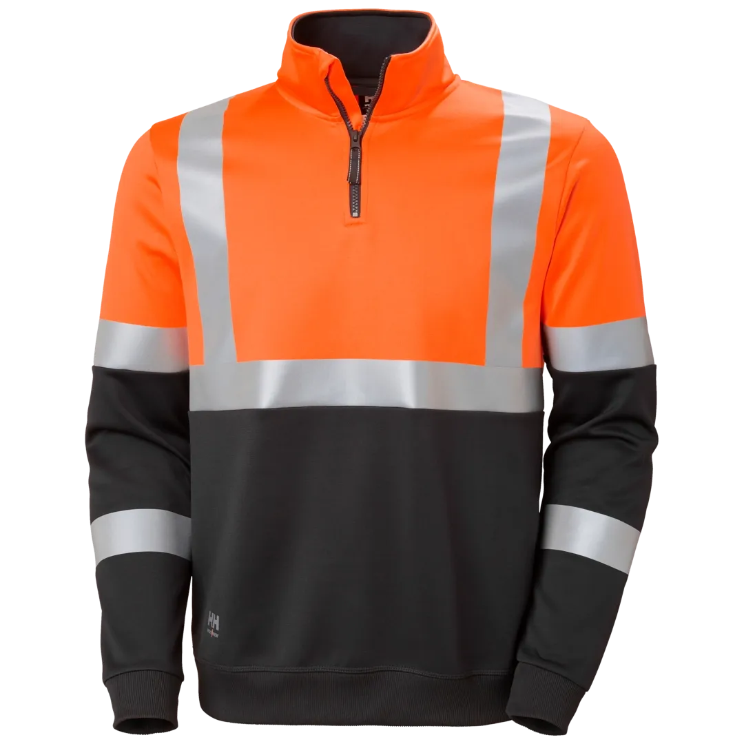 HELLY HANSEN ADDVIS HALF ZIP SWEATSHIRT CLASS 1 79257 Hi Vis Reflective Work Sweatshirt MEN - UPF – Image 4