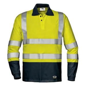 SIR SAFETY GOMEZ Hi Vis Reflective Long Sleeve Work Polo MEN - Antistatic Polyester