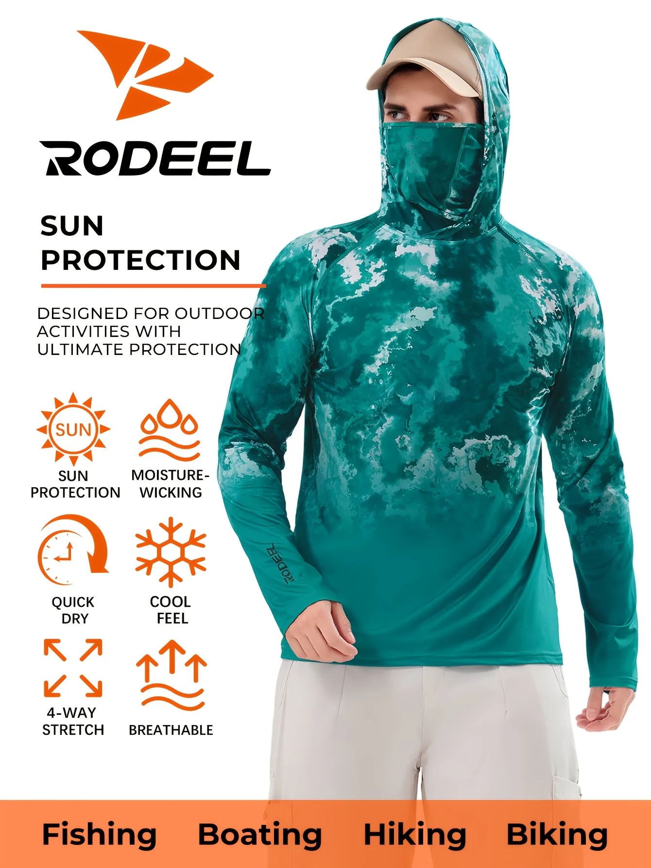 RODEEL Men's Lightweight Hooded T-Shirt: Ultimate UV Protection for Outdoor Enthusiasts – Image 7
