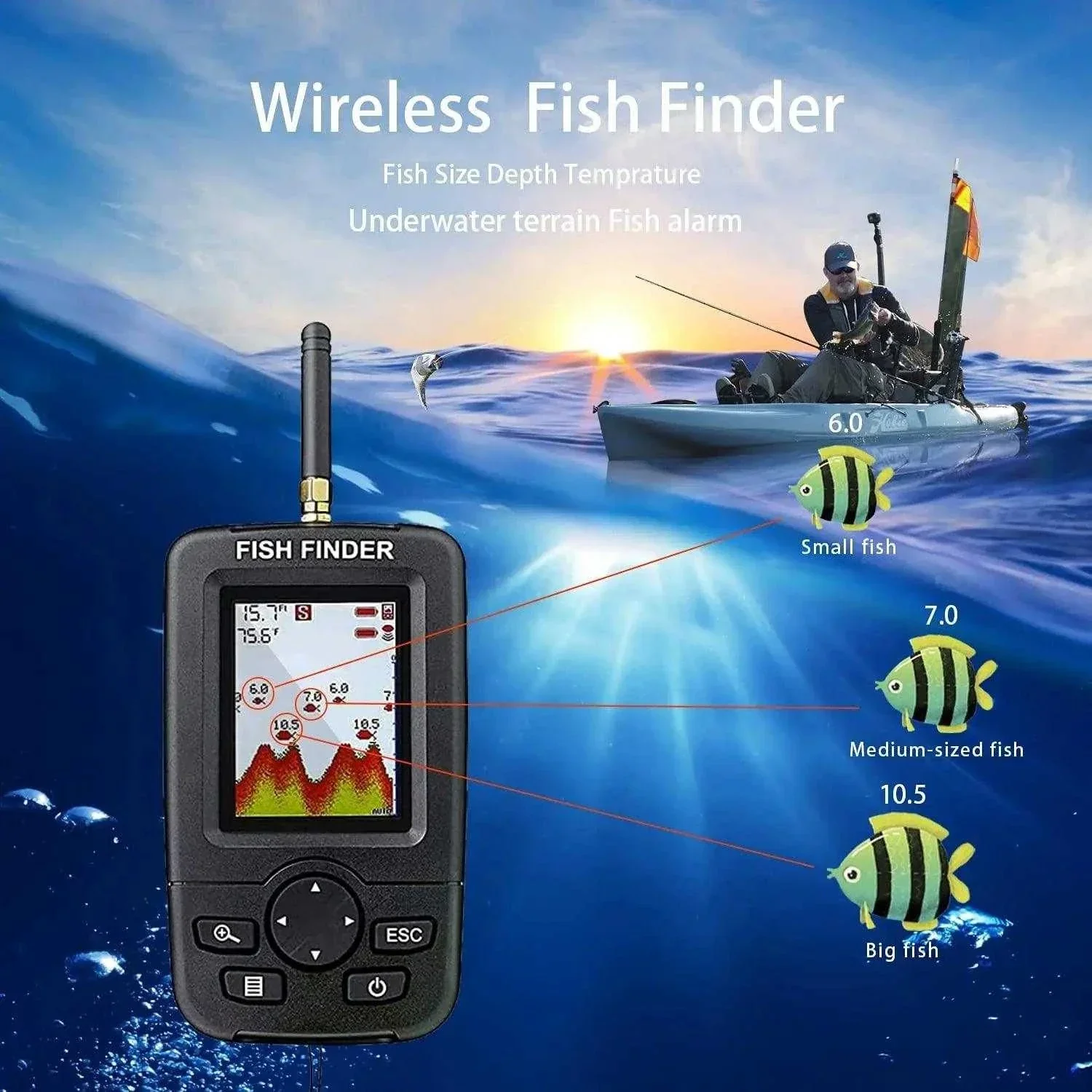 Fish Finder 100M Wireless Sonar-Sensor – Image 6