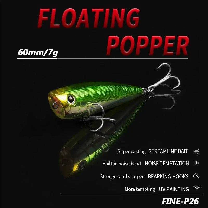 BearKing Popper Lures 60mm, 7.0g Wide Wave Motion – Image 3