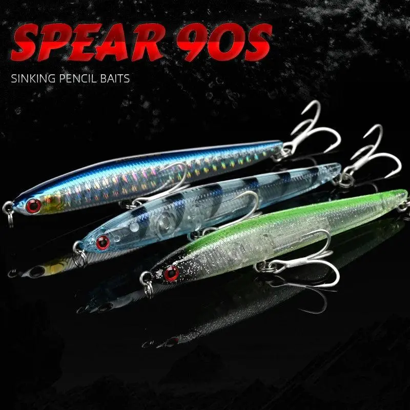 ALLBLUE SPEAR 90 Fishing Lure Stick 90mm/9g Sinking Pencil Longcast Shad 3D Eyes Tungsten Artificial Bait Bass Pike Tackle – Image 3