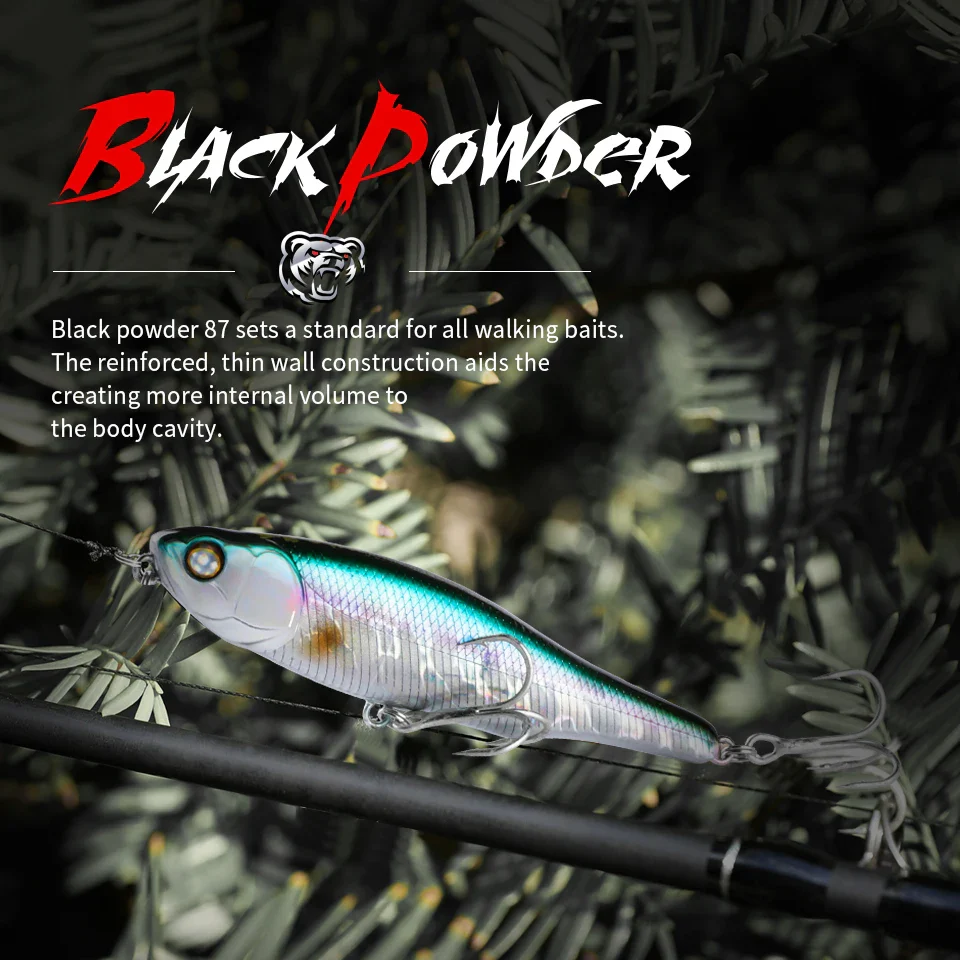BEARKING BLACK POWDER Pencil Topwater Lure 87mm (3.43 inches) and 9.1g (0.32 ounces).: Professional Quality Walk-the-Dog Action – Image 3