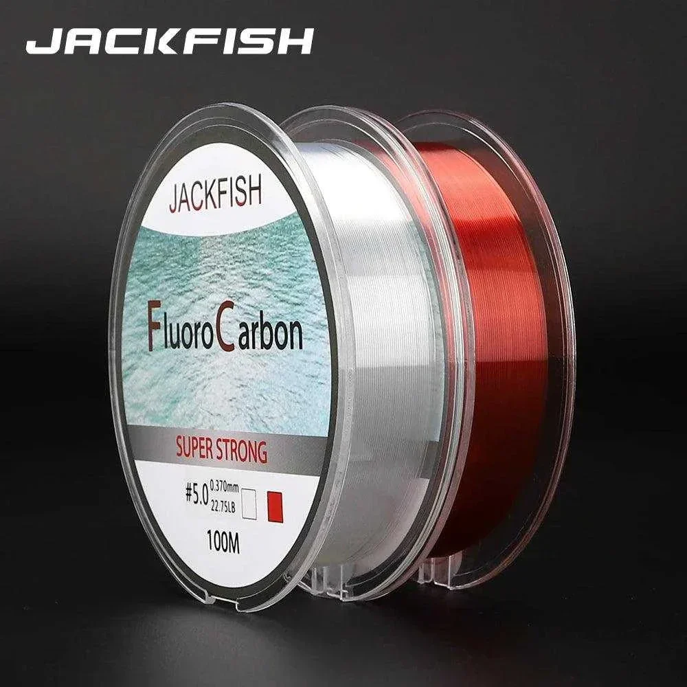 JACKFISH 100M Fluorocarbon Fishing Line red/clear two colors 4-32LB Carbon Fiber Leader Line fly fishing line pesca – Image 7