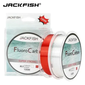 JACKFISH 100M Fluorocarbon Fishing Line red/clear two colors 4-32LB Carbon Fiber Leader Line fly fishing line pesca
