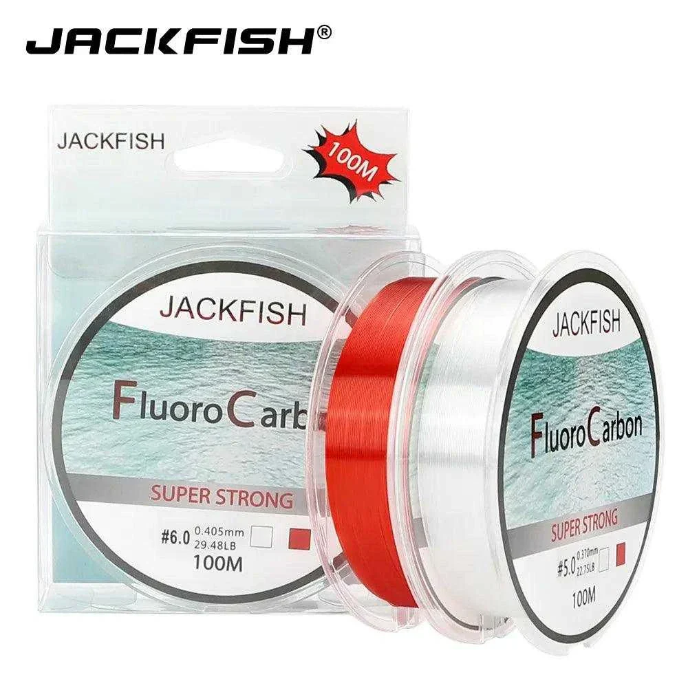 JACKFISH 100M Fluorocarbon Fishing Line red/clear two colors 4-32LB Carbon Fiber Leader Line fly fishing line pesca