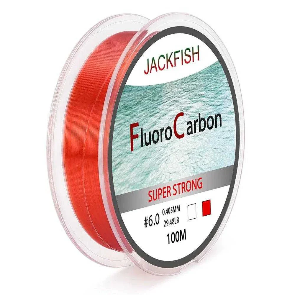 JACKFISH 100M Fluorocarbon Fishing Line red/clear two colors 4-32LB Carbon Fiber Leader Line fly fishing line pesca – Image 8