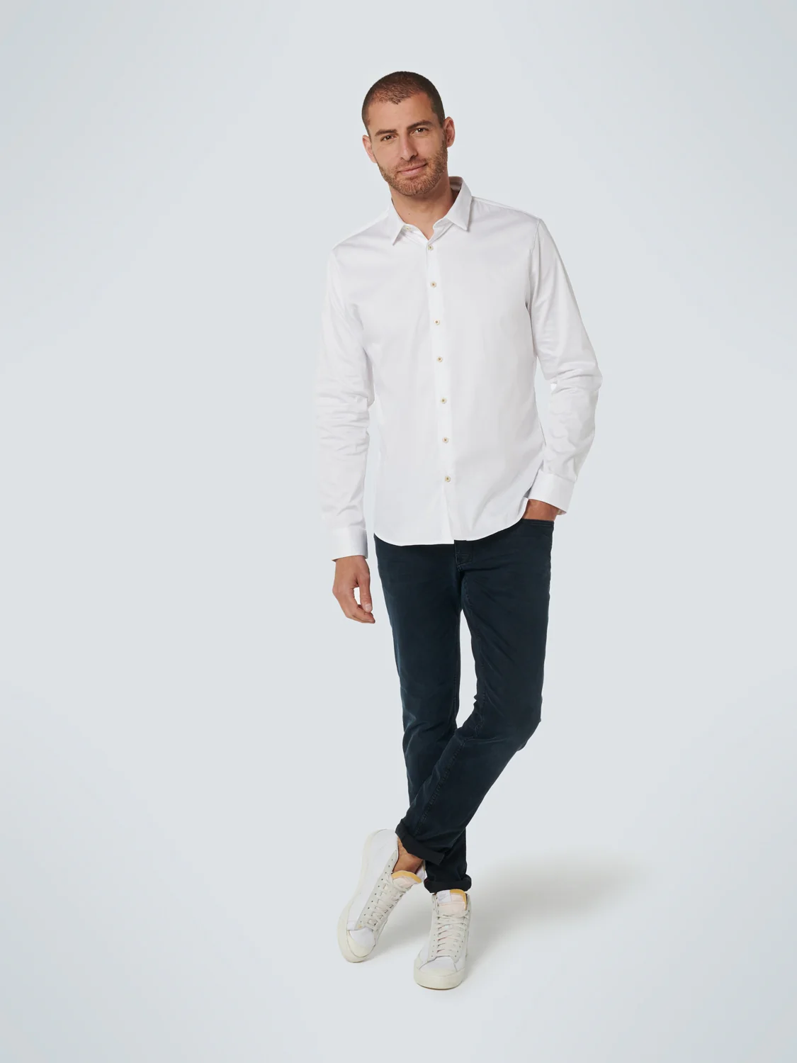 Basic Stretch Shirt Satin Weave | White – Image 4