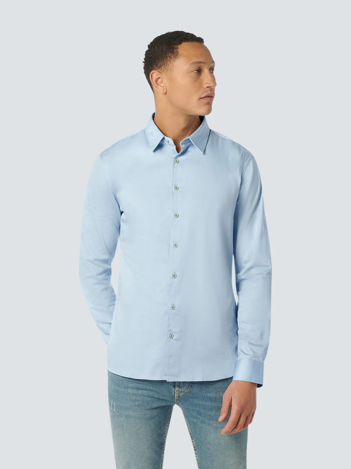 Basic Stretch Shirt Satin Weave | Office Blue