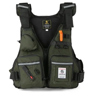 Multi-Pockets Fly Fishing Jacket Buoyancy Vest with Water Bottle Holder