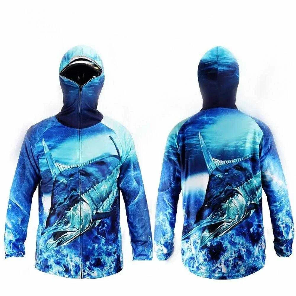 2023 Fishing Shirt Jacket Ice Silk Quick Dry Sports Clothing Sun Anti-uv Breathable Fishing Hooded Clothes – Image 5