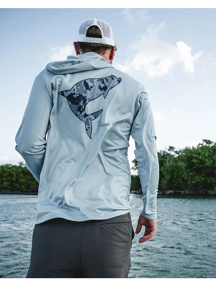 QIWWS Fishing Clothing Camouflage Men's Long Sleeve Mask Hooded Fishing Shirts Upf 50+ Uv Protection Performance Fishing Apparel