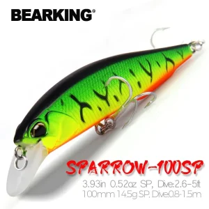 Bearking Retail fishing tackle A+ fishing lures hard bait 5color for choose 100mm 14.5g minnow,quality professional minnow
