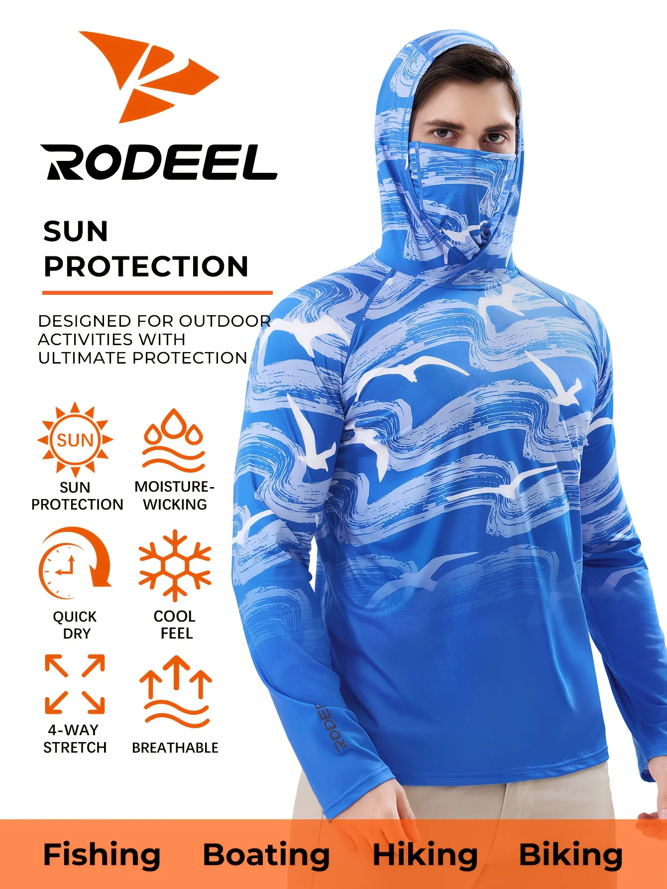 RODEEL Men's Lightweight Hooded T-Shirt: Ultimate UV Protection for Outdoor Enthusiasts – Image 8